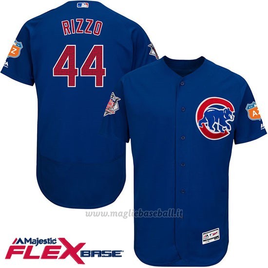 Maglia Baseball Uomo Chicago Cubs 44 Anthony Rizzo Blu Flex Base Autentico Collezione On Field Allenamento Primaverile